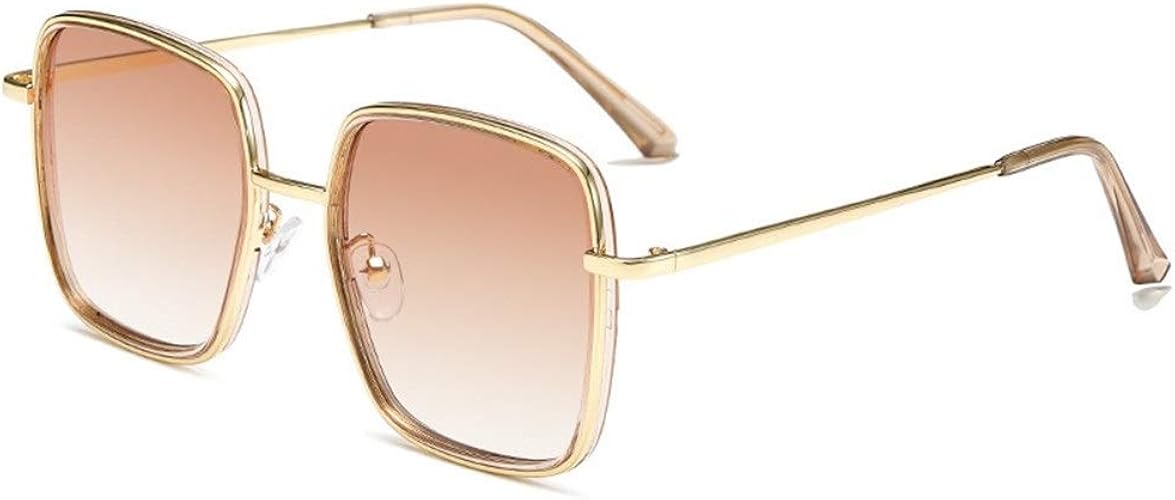 Girl's Retro Square Large Frame Gold Rimmed Sunglasses Personalized