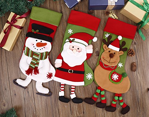Christmas Stockings Gift Candy Bag Cartoon Santa Claus Xmas Stockings Holiday Decor (18")