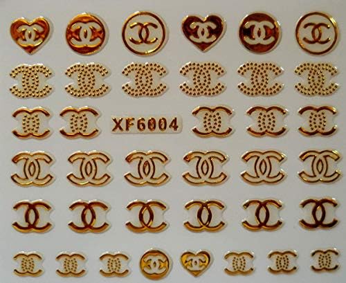 Self Adhesive Nail Sticker Design Art Decopration Logo Sticker Decal Diy Fashion Art Gold Color Famous Flower Stickers, 6004