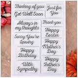KWELLAM Words Just for you Happy Easter Mother's Day Father's Day Get Well Soon Happy Birthday With Sympathy Clear Stamps for Card Making Decoration and DIY Scrapbooking