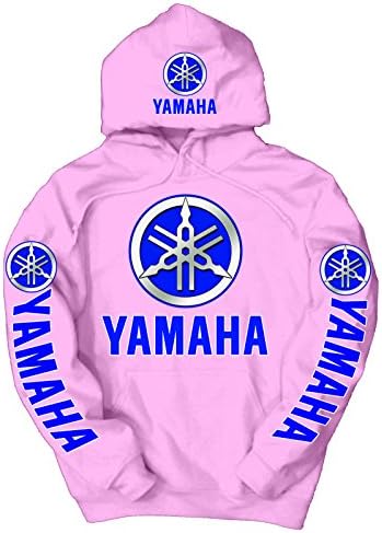 Yamaha Blue Logo Hoodie, Medium Pink