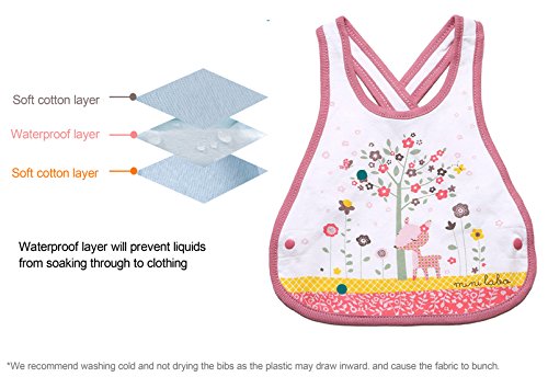 Meta-U 2 Pack Three Layers Baby Crossover Straps Apron Drool Bibs (Flower & Deer)