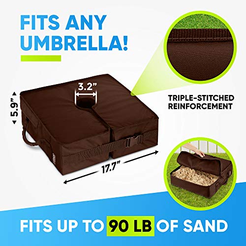 Rhino Square Umbrella Base Weights with Side Slot Opening, 18" ~ Fits Any Offset, Cantilever & Any Outdoor Patio Umbrella Stand ~ Easy Set up ... (Bronze)