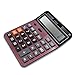 Everplus Electronic Desktop Calculator with 14 Digit Large Display, Solar Battery LCD Display Office Calculator (Red 14D)