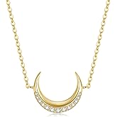 GAVU 925 Sterling Silver Necklace for Women, Dainty Crescent Moon Necklace for Women