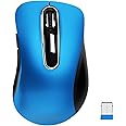 memzuoix 2.4G Portable Wireless Mouse, 1200 DPI Mobile Optical Cordless Mice with USB Receiver for Computer, Laptop, PC, Desktop, MacBook, 5 Buttons, Blue