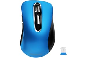 memzuoix 2.4G Portable Wireless Mouse, 1200 DPI Mobile Optical Cordless Mice with USB Receiver for Computer, Laptop, PC, Desktop, MacBook, 5 Buttons, Blue