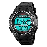 LIGE Waterproof Sports Watches Men Multifunction LED Digital Watch Big Number Dial Black