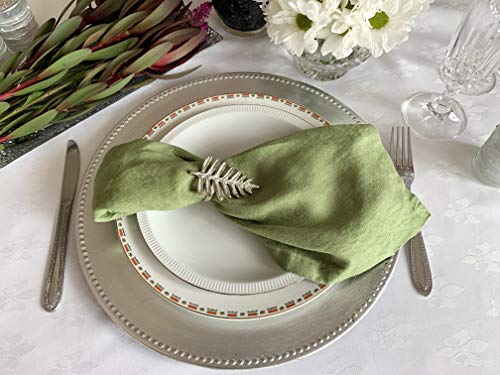 Eight Owls Linen Napkins â€“100% French Flax â€“ Stonewashed Pure Linen Cloth Napkins - Size 18 Inch x 18 Inch â€“ Set of 4 (Pepper Green)