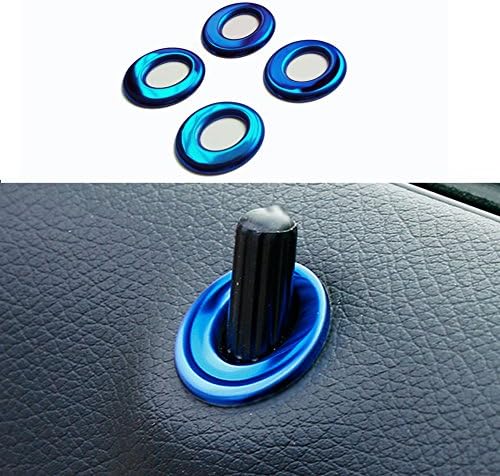 Angelguoguo 4 pcs Car Modified Door Bolt Lock Pin Switch Cover for Mercedes Benz A B GLA CLA Class (Blue Cover)