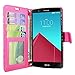 LG G4 Case - Cellularvilla Diamond Glitter Sparking Pu Leather Wallet Flip Open Pocket Credit/id Card Slots/Holder & Wrist Strap Case Cover for LG G4 (Pink Glitter)