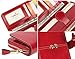 Yafeige Women's RFID Blocking Luxury Large Capacity Bifold Genuine Leather Clutch Wallet with ID Window(Red)