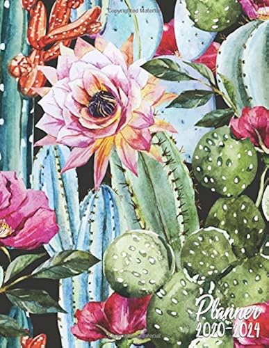 Download 2020-2024 Planner: Stunning 5 Year Monthly Agenda with 60 Months Spread View | Five Year Organizer with To-Do’s, Inspirational Quotes, Vision Boards, Notes & More | Watercolor Cactus & Roses PDF