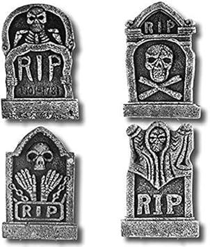 PREXTEX Paquete de 4 Adornos de Halloween de 43,2 cm lápidas Rip de Cementerio de Espuma Ligera Decoraciones de Halloween Rip