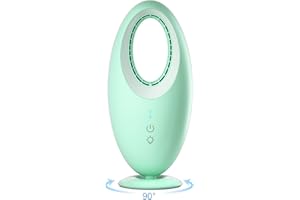 VANPOE Desk Fan, Oscillating 12 Inch Bladeless Fan Small Table Fan USB Rechargeable, 4000mAh Quiet Portable Personal Fan Bedside Fans with Adjustable Night Light for Bedroom Office Dorm Home (Green)