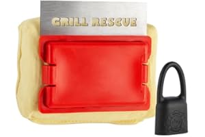 Grill Rescue Bristle-Free Steam Cleaning Grill Brush - Safe for All Grill Types, Heat-Resistant Head, Perfect for Stainless Steel, Porcelain, Cast Iron Grates (Scraper Head and Hanger Bundle)
