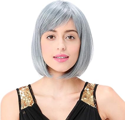 Amazon Com Jingf Woman Fashion Chemical Fiber Wig Silver Gray