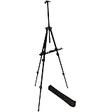 Easel, Berland Black Aluminum 71 Inches Tall, Portable, Lightweight and Sturdy Telescoping Tripod for Tabletop or Floor - Perfect for Field, Display and Presentation - Includes Carry Bag
