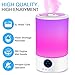 Cool Mist Humidifier, 3L Top Fill Ultrasonic Humidifier for Bedroom with 7 Colors Night Light and Remote Control, Adjustable Mist Levels, Optional Timer, 6 Dimmer, Super Quiet Operation (White)