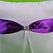 Topwedding Purple Bow White Satin Wedding Ring Bearer Pillow Flower Girl Basket Set