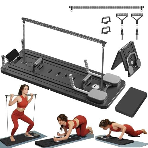 ExeractFit Mini Reformer Pilates Kit with Pilates Bar and Resistance Bands, Pilates Board Pilate Board Home Multifunctional Abdominal Roller Workout Equipment