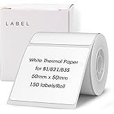 NIIMBOT Labels, 2'' x 2'' (50x50mm) Waterproof Price/Memo Label for NIIMBOT B1/B21/B21 Pro/B3S/K3 Printer, 1 Roll of 150 Self-Adhesive Thermal Label Sticker(White)