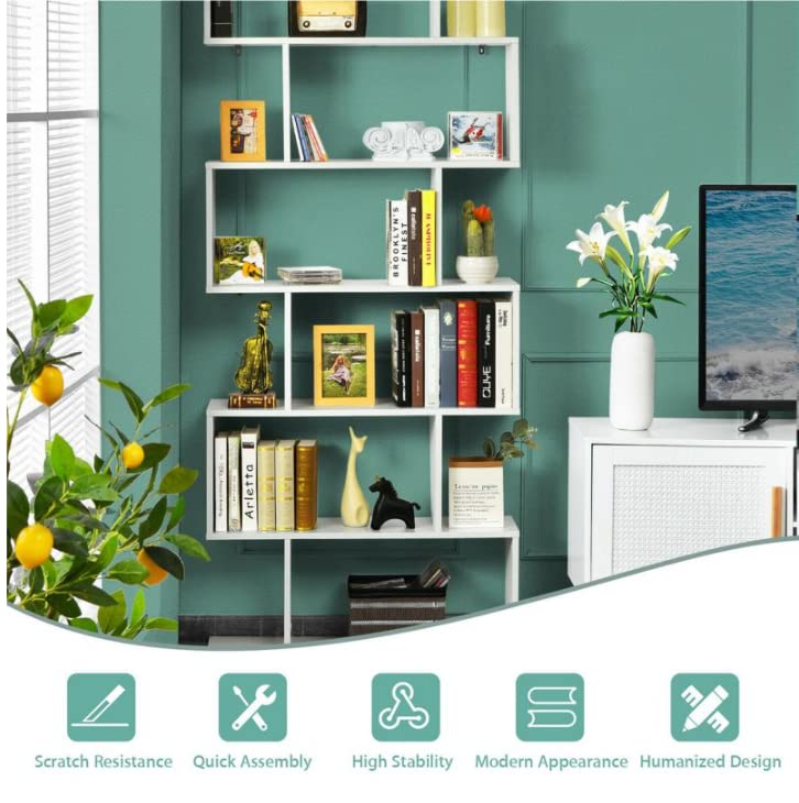 Function Home Geometric Bookcase, S Shaped Bookshelf, Modern