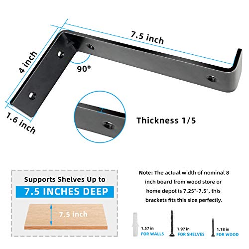 Shelf Brackets 8 Inch, Heavy Duty Industrial Iron Floating Shelf