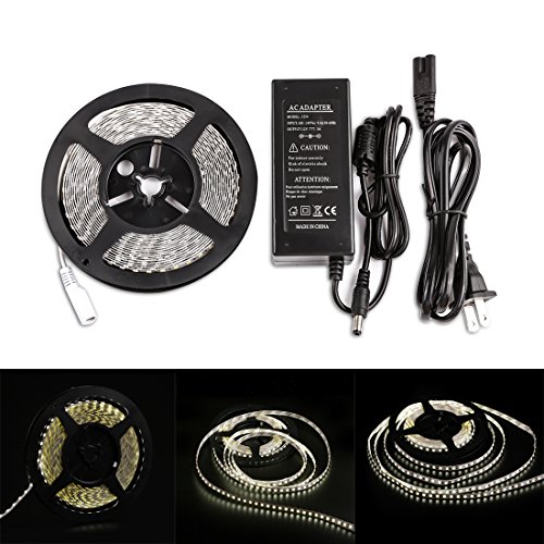 LEDMO Flexible LED Strip Lights Kit, Non-Waterproof, DC12V LED Light Strips,Daylight White6000K,16.4Ft/5M,LED Rope Light+12V 5A Power Supply