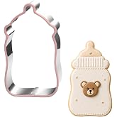 Auktosmn Baby Bottle Cookie Cutter, 3.78 Inch Silicone Rim Baking Cutter | Dishwasher-safe stainless steel cutter for cookies, fondant, sandwiches, baby showers and home baking treats.