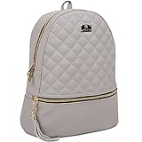 Copi Women's Simple Design Deluxe fashion Quilted small Backpacks Light Gray