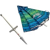 Tommy Bahama 2016 Sand Anchor 7 feet Beach Umbrella with Tilt and Telescoping Pole (Green/Blue Stripe) (Kitchen)