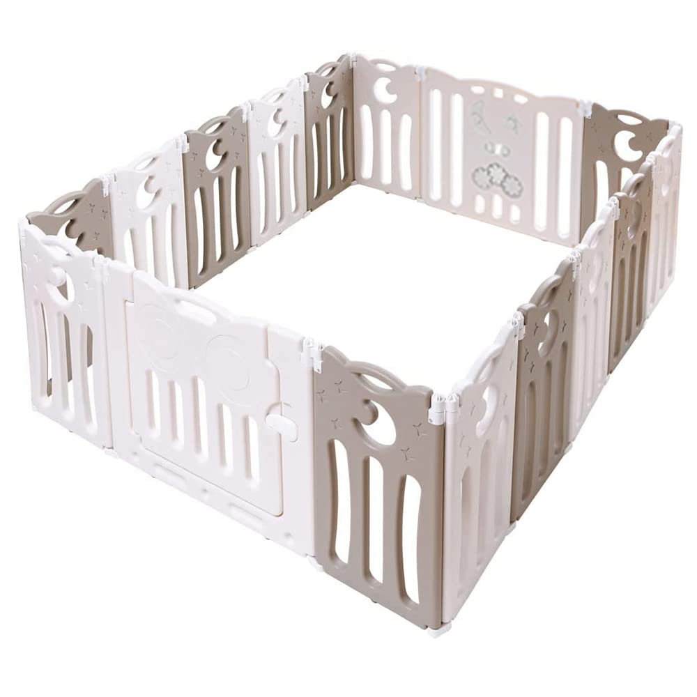 アイリスプラザ ベビーサークル 折りたたみ 高さ60cm 16枚 ドア付き プレイヤード ハイタイプ 大型 小さめ ジョイント式 扉ロック ホワイトベージュ商品画像