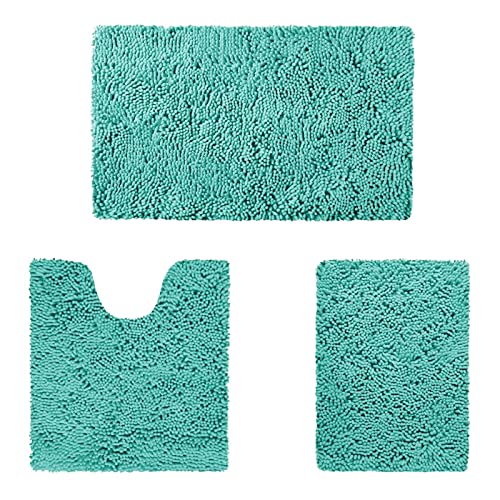 HOMEIDEAS 3 Pieces Bathroom Rugs Set Ultra Soft Non Slip and Absorbent