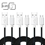 Micro USB Cables [3-Pack], iSeeker 6.6ft Premium High Speed USB 2.0 A Male to Micro B Sync and Charge Cables for Samsung, HTC, Motorola, Nokia and More Android Phone (Black)