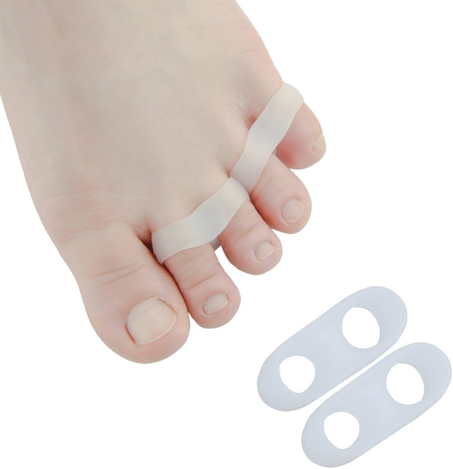 Sumifun 2 paires Petit orteil en silicone souple 2 trous Orthèses Oignon Tail orteil Lisseur