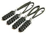 4 Reflective Olive Drab Paracord Zipper Pulls or Knife Lanyards With Skull Alloy Bead