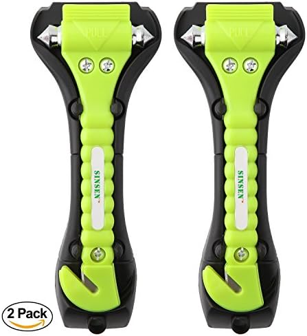 Car Safety Hammer Set of 2 Emergency Escape Tool Auto Car Window Glass Hammer Breaker and Seat Belt Cutter Escape 2-in-1 for Family Rescue GREEN