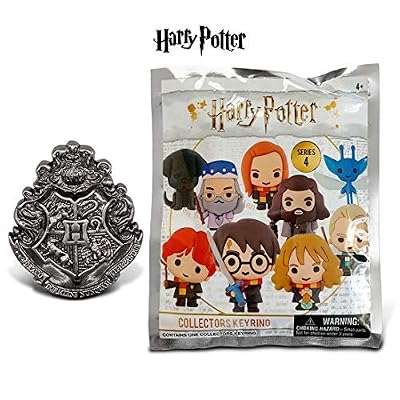 Warp Gadgets Bundle - Harry Potter - Hogwart Crest Pewter Lapel Pin and Kawaii Foam Keychain Series 4 Mystery Bag 2 Items