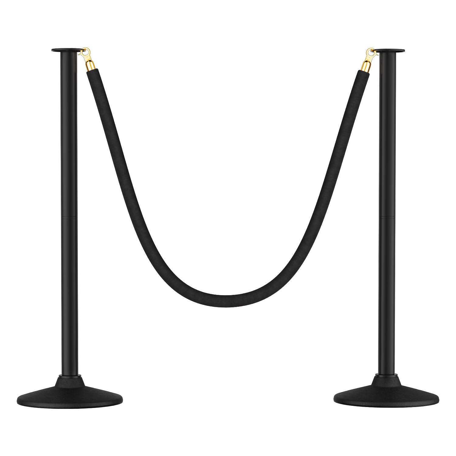 Photo 1 of RoadHero Plastic Stanchion Post, Black Velvet Ropes and Poles with Weighted Base, Ropes Safety Barriers for Crowd Control, Party and Movie Theater, 2 PCS