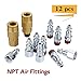 12PCS Air Fittings, Drillpro Pneumatic Quick Connect, Brass Air Coupler and Steel Plug Kit, 1/4'' NPT I/M, for Air Line, Air Compressor,Air Drill etc Pneumatic Tool Quick Connect