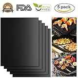 Kacebela BBQ Grill Mat, Non-Stick Barbecue Grill Mats Set of 5, Reusable and Easy to Clean, Best Grill Mat for Charcoal, Gas, Electric Grill, Heat Resistant and Dishwasher Safe, Heavy Duty Cooking Mat