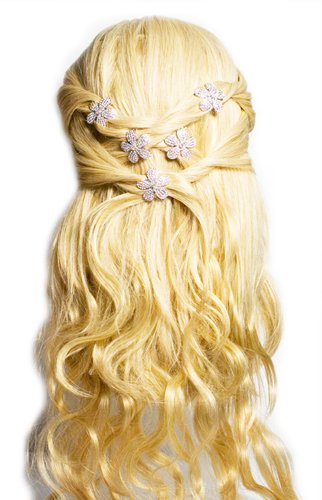 DoubleAccent Hair Jewelry Small Ombre Simulated Crystal Flower Barrette, Black