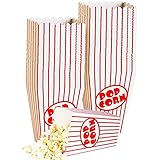Small Movie Theater Small Popcorn Boxes - Paper Popcorn Boxes Striped Red and White - Great for movie night or movie party theme, theater themed decorations or Carnival party circus etc. (40 Boxes)