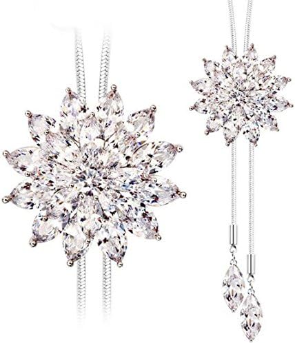 Snowflake Long Necklace Sweater Chain Fashion Fine Metal Chain Crystal Rhinestone Flower Pendant Necklaces Adjusted