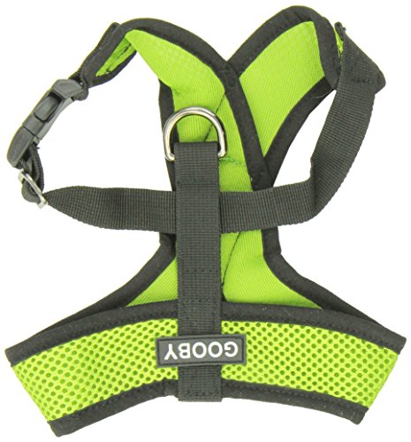 Gooby Choke Free X Frame Soft Harness with Micro Suede Trimming for Small Dogs, Medium, Green