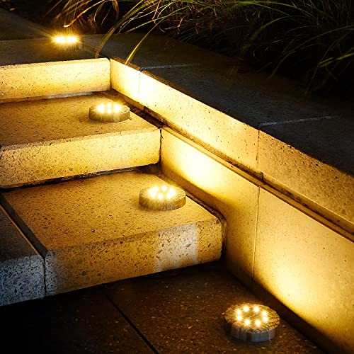 NFESOLAR Solar Ground Lights 8 Pack, Bright Solar Pathway Lights