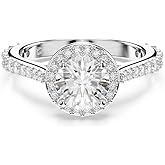 Swarovski Una Angelic ring, Round cut, Clear, Silver-tone finish, Size 5 3/4