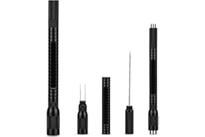 WASEEDS Cigar Punch 4-in-1 Cigar Draw Enhancer Tool Stainless Steel Dual Size Cigar Cutter & Punch and Twin Nubber (Black)