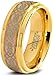 Charming Jewelers Tungsten Wedding Band Ring 8mm for Men Women Comfort Fit Celtic Knot 18K Yellow Gold Plated Step Beveled Edge Brushed Polished